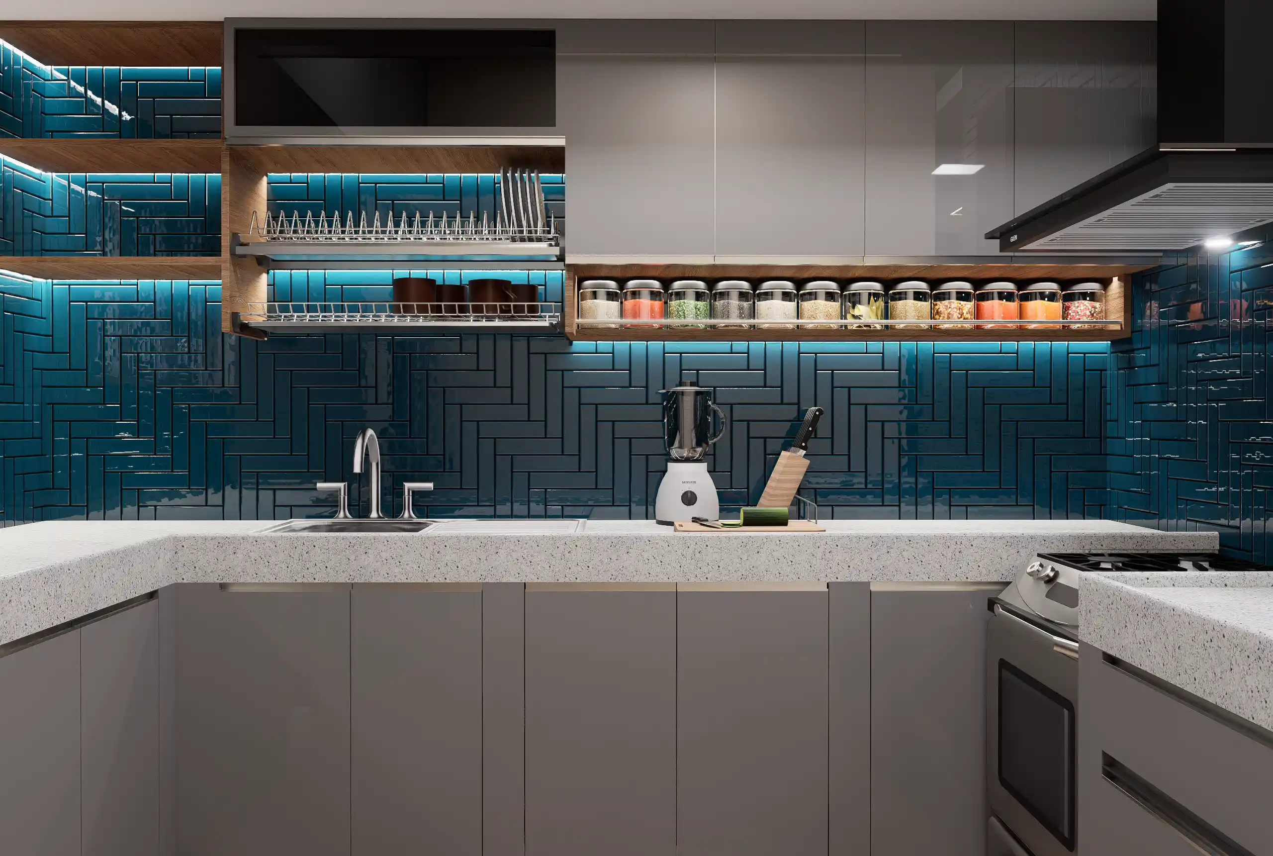 Teal Herringbone Backsplash Kitchen: 2026 Modern Design Trends & Ideas