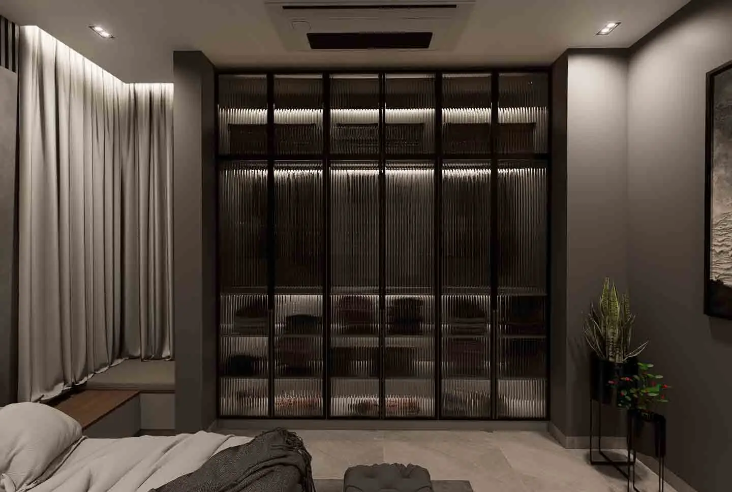 Glass Wardrobe Design in Trichy | Luxury Bedroom Wardrobe