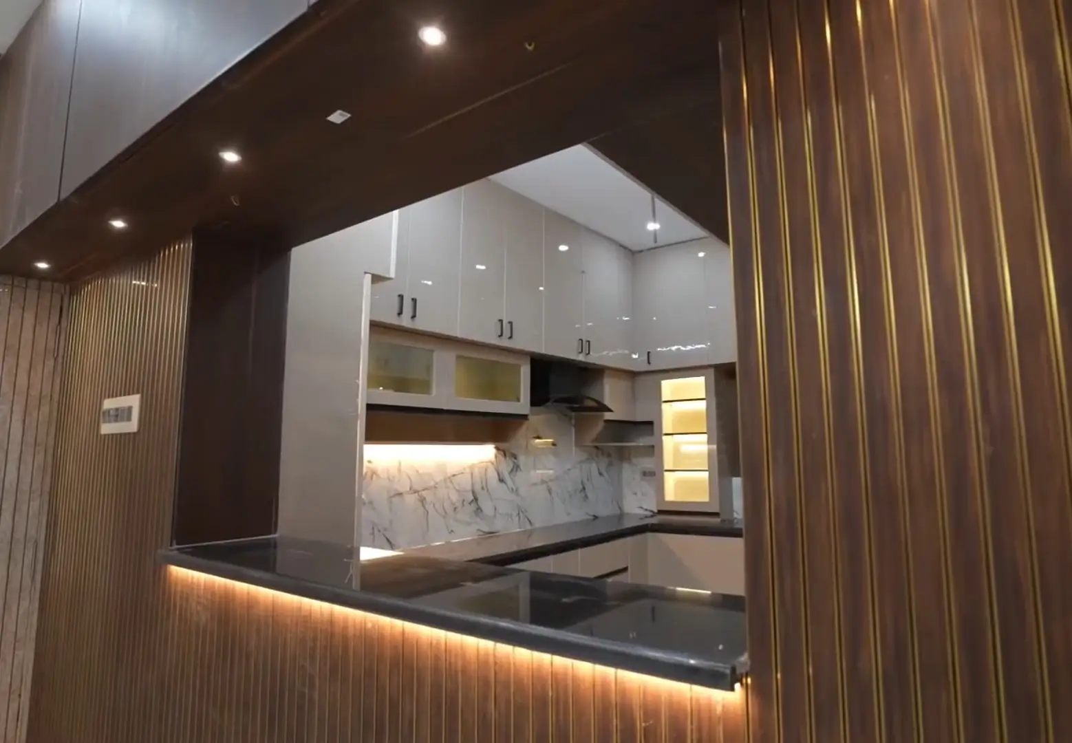 Premium U-Shaped Modular Kitchen Design in Trichy | High Gloss Acrylic Finish gallery image 1