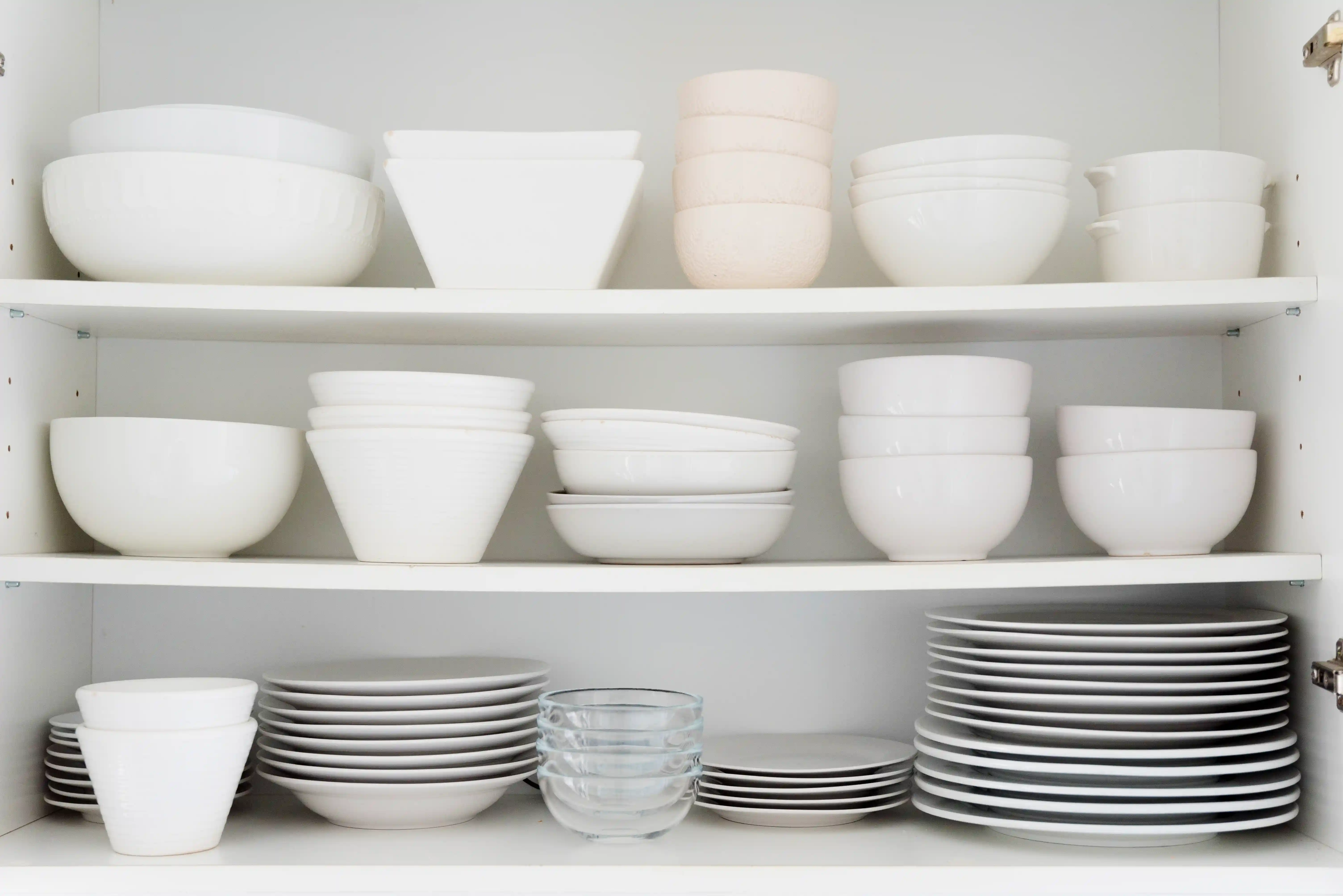 Minimalist Monochrome Dishware Cabinet