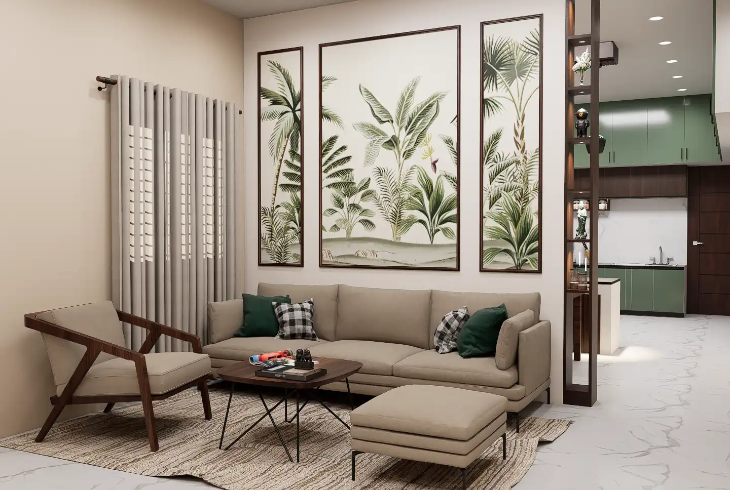 Modern Living Room Interior Design in Trichy Elegant TV Unit Design for Contemporary Homes Luxury Living Room Interior with False Ceiling Customized Living Space Interior Design Solutions Stylish Wall Paneling and Lighting Design Premium Apartment Living